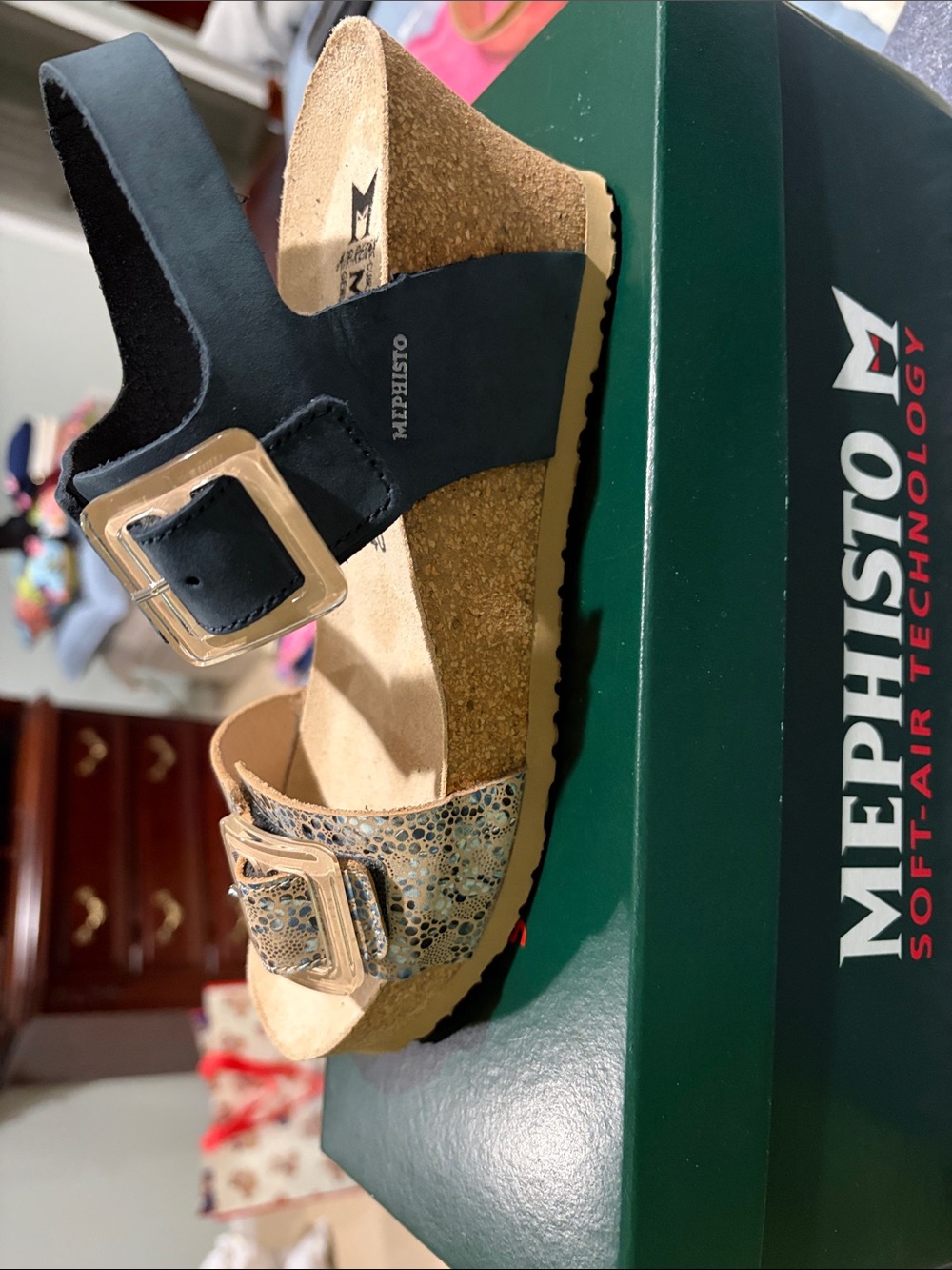 Mephisto Lissia Navy Wedge Sandal